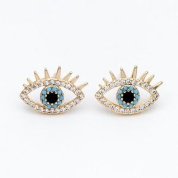 JPeace Designs Jewelry - Evil Eye Stud Earrings — Gold